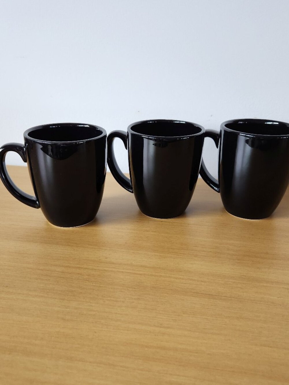 3 Corelle Coordinates Black Stoneware Mugs 11 oz